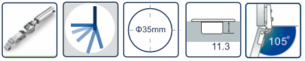 KE11 Two-way hydraulic clip-on plate hinge